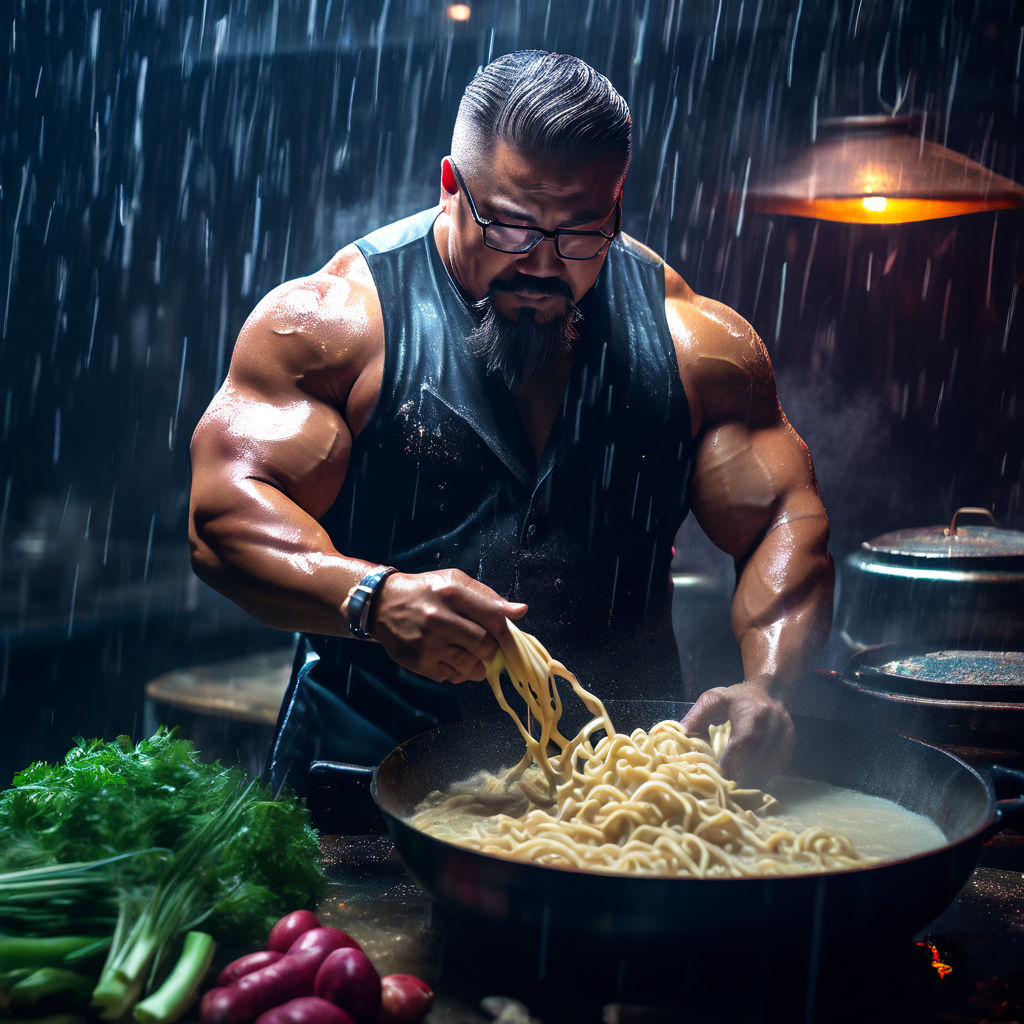 Walter White chef proudly making a yakisoba