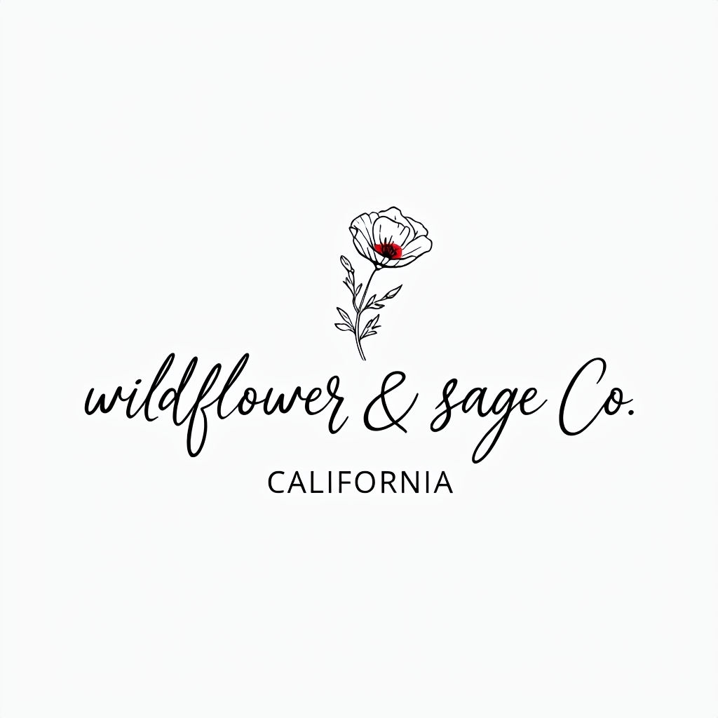 Elegant Monochrome Wildflower and Sage Co. Logo Design