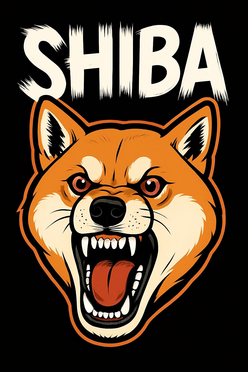Fierce Shiba Inu Dog Head Illustration T-Shirt