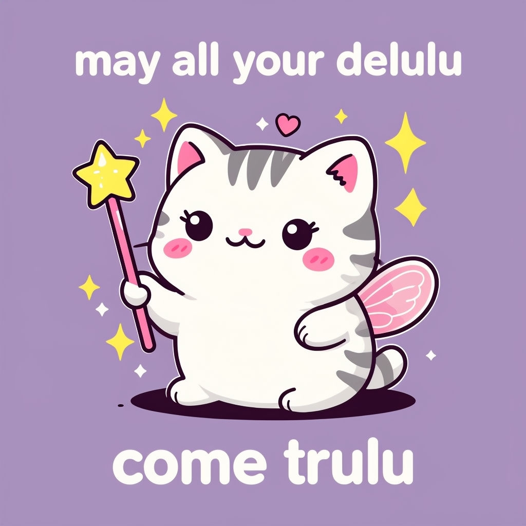 Cute Cartoon Cat with Magic Wand and Stars T-Shirt