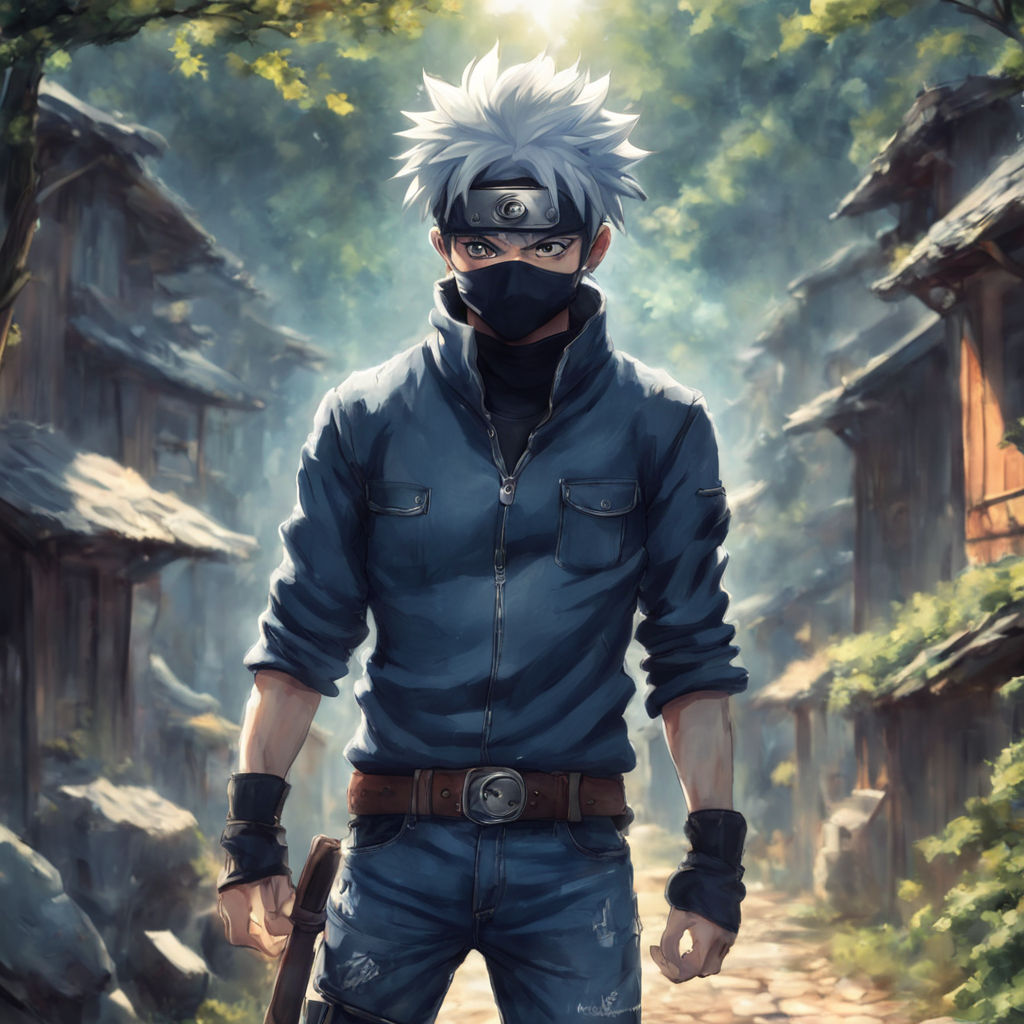 cool fighting stance kakashi hatake blood anime style