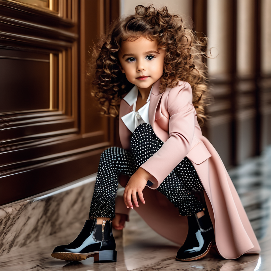 Full body of a really beautiful 5 year old girl with curly l... by ...