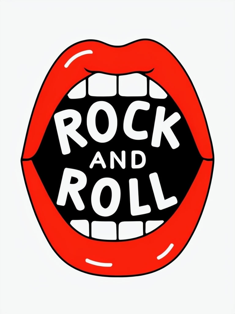 Vivid Rock and Roll Open Mouth Graphic Design Poster