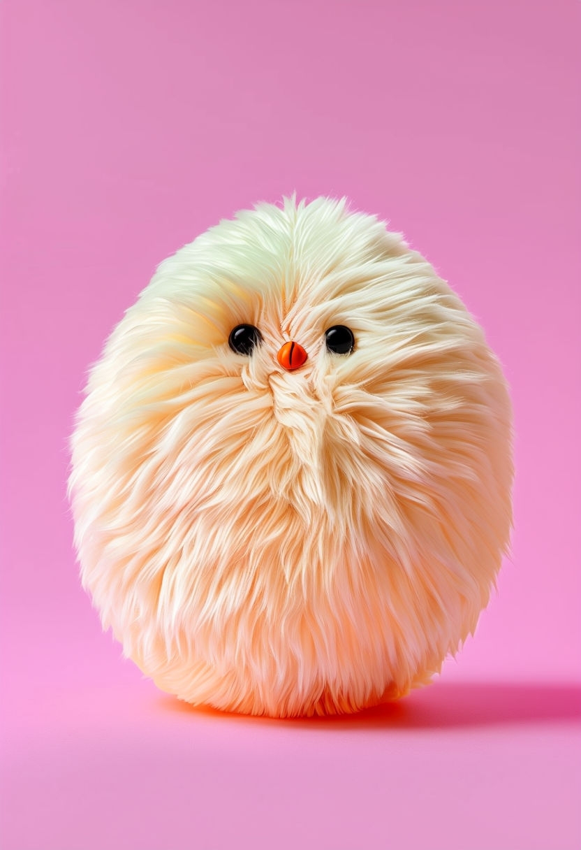 Fluffy Cream Toy Chick Bear Close-Up Photography Art