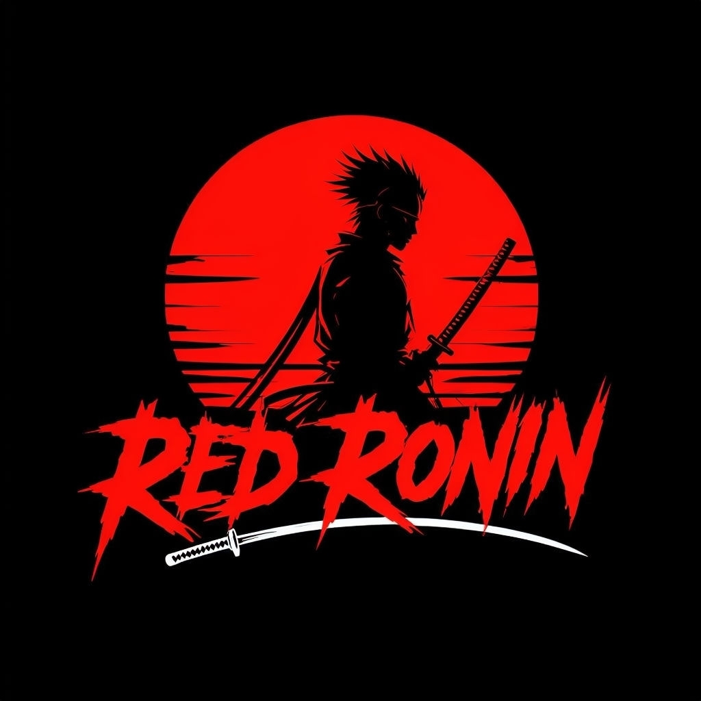 Minimalist Samurai Silhouette with Red Circle Logo - Playground