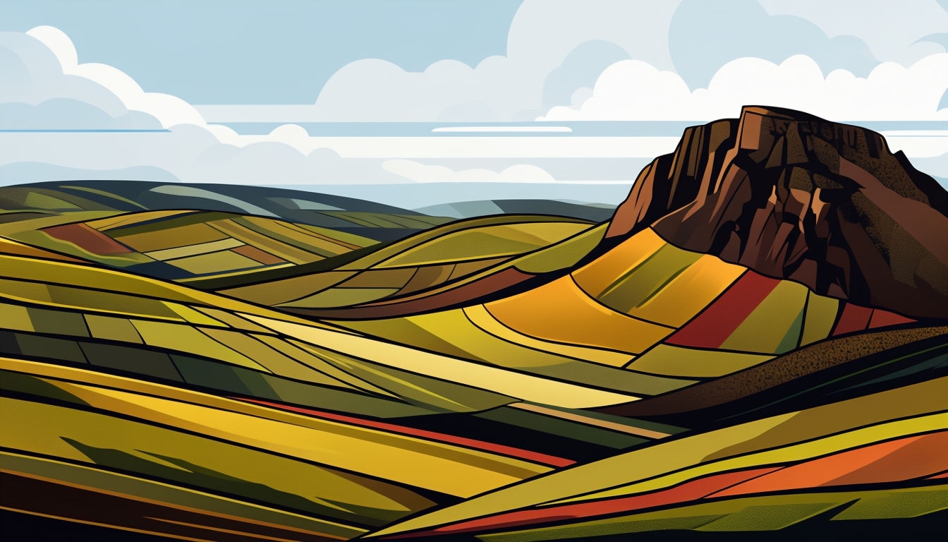 Abstract Rolling Hills Under Partly Cloudy Sky Virtual Background