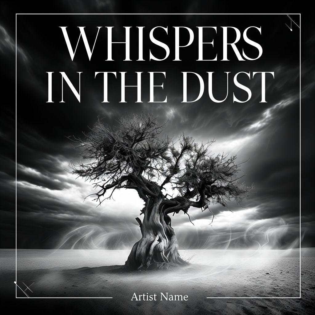 Melancholic Black and White Tree Album Cover Whispers in the Dust Spotify Album Cover