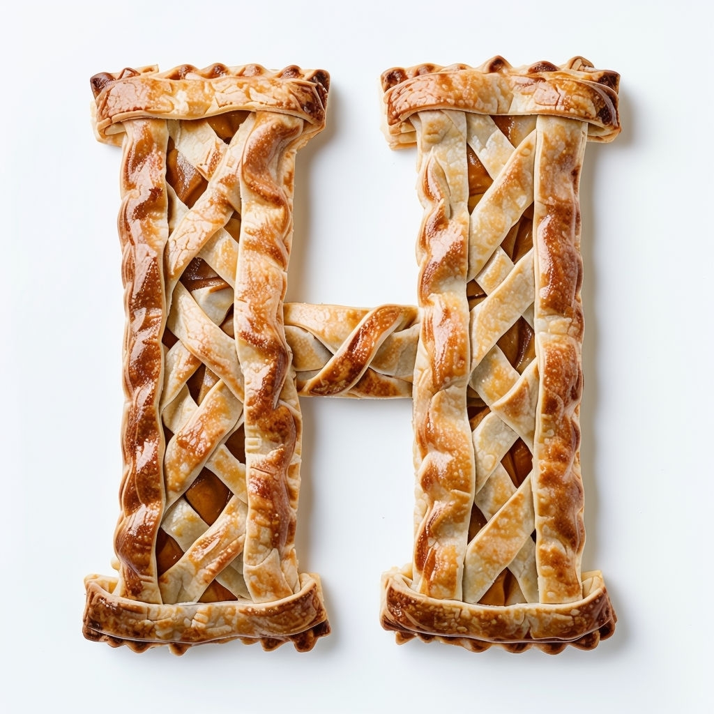 Artisanal Apple Pie Crust Monogram 'H' Design Art