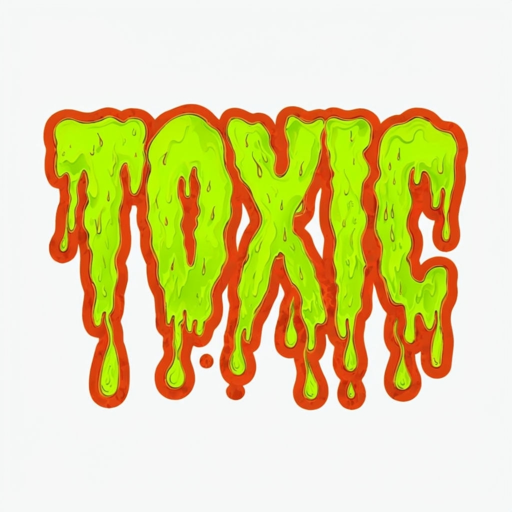 Striking Toxic Dripping Text Graphic Design T-Shirt