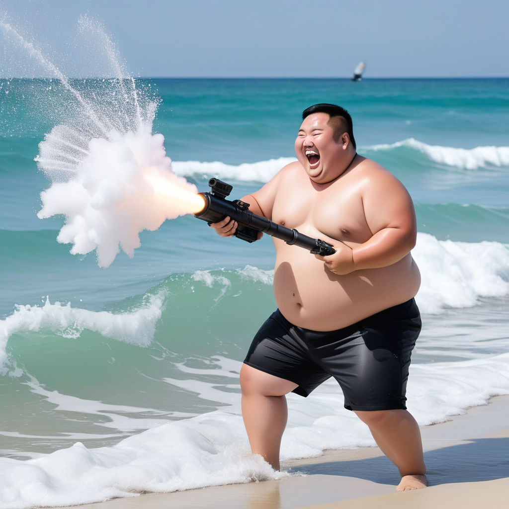 fat guy on the beach