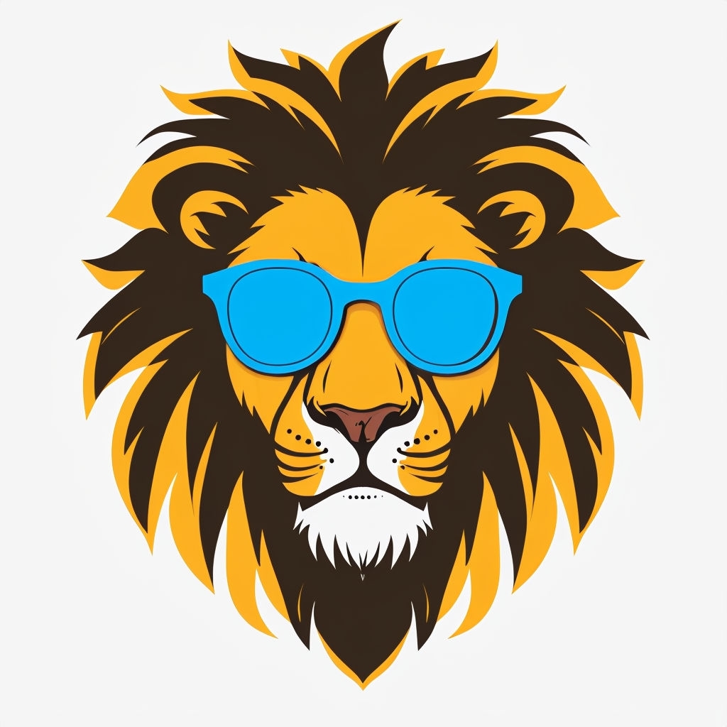 Cool Lion Face with Sunglasses Bold Graphic Sticker
