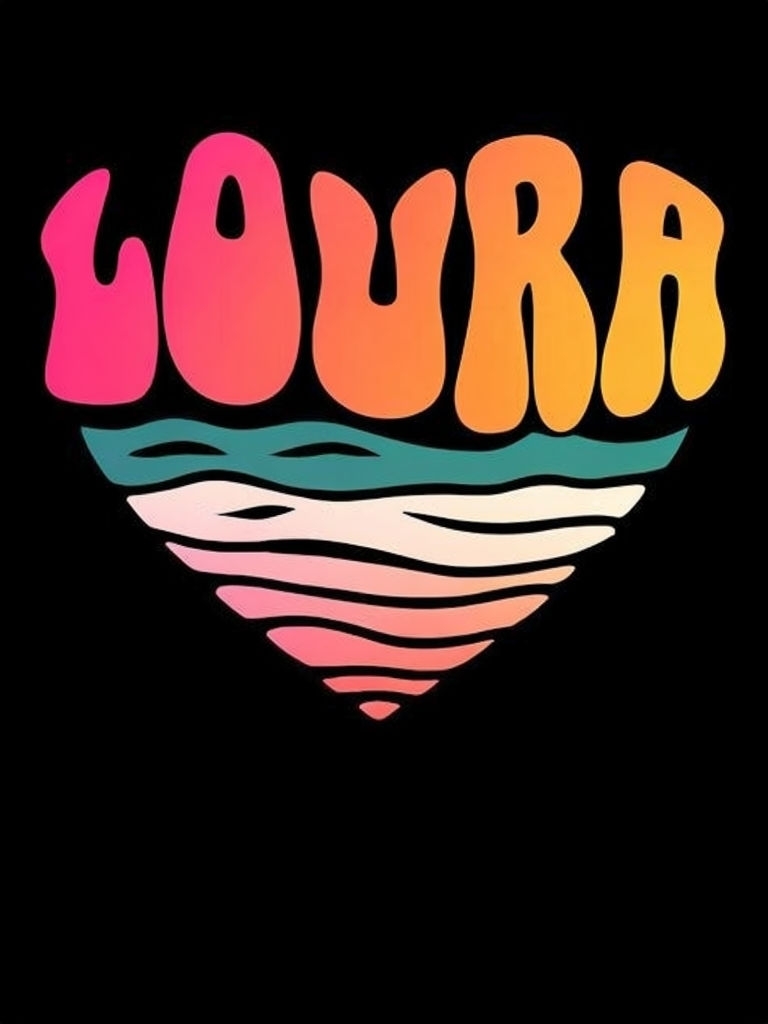 Vibrant Heart Shaped LOURA Illustration with Sunset Colors T-shirt