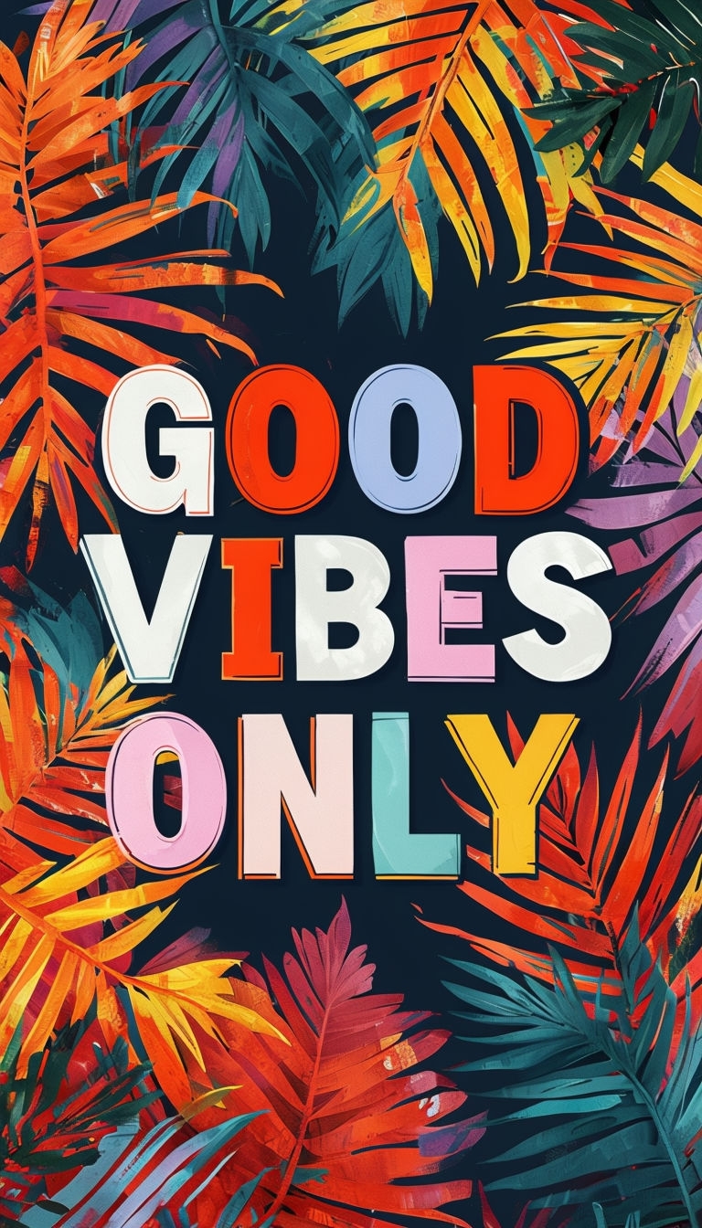 Good Vibes Only Tropical Palm Leaves Phone Case Cover