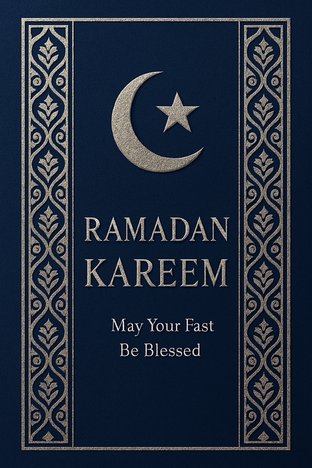 Elegant Midnight Blue Ramadan Kareem Greeting Card Design