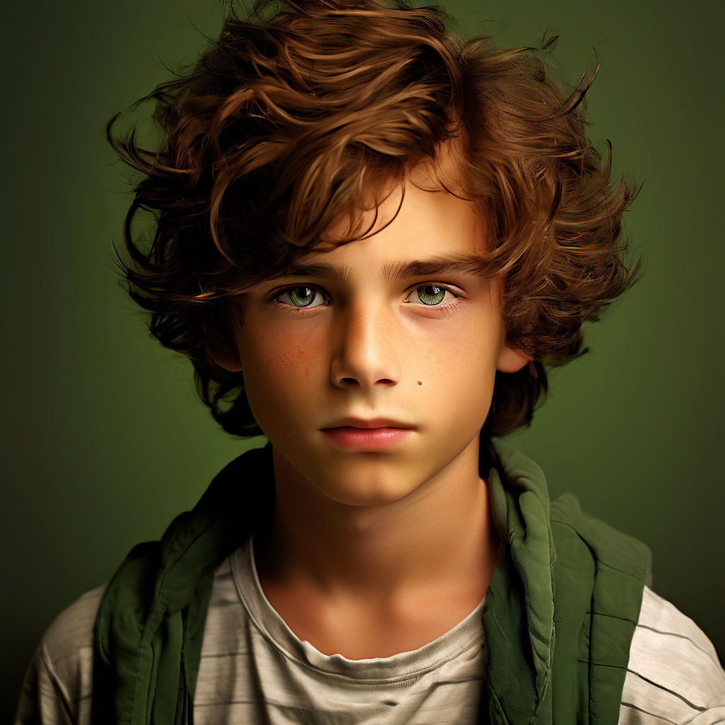 teenage boy with medium length brown hair