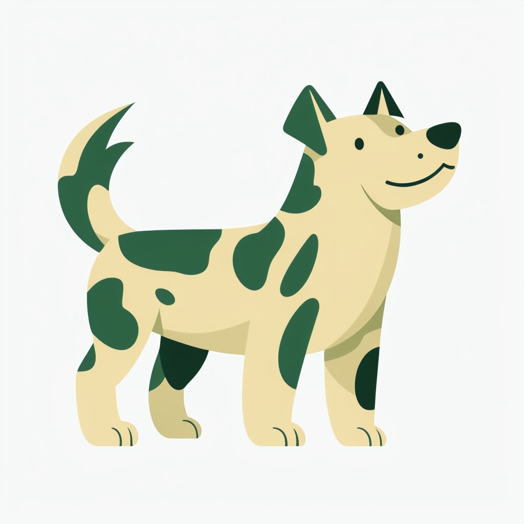 Playful Cartoon Dog Illustration with Green Patches Sticker