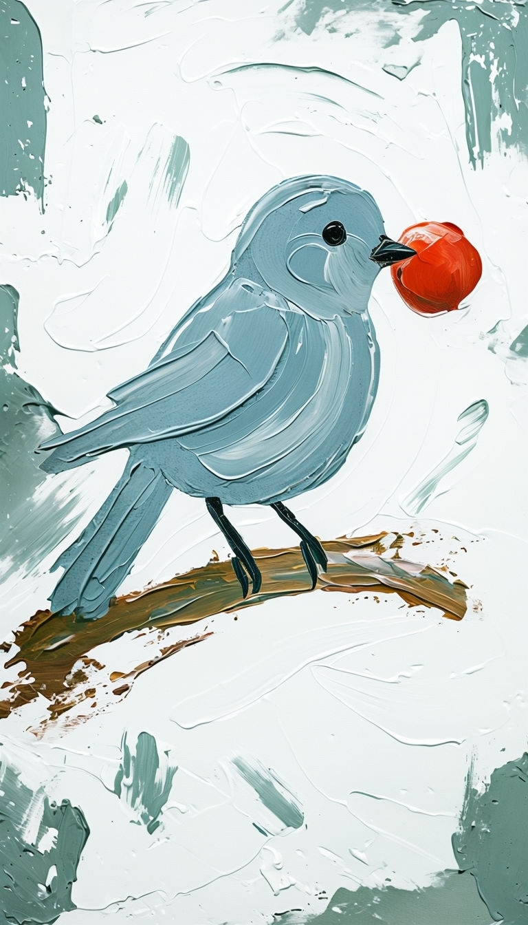 Cheerful Textured Blue Bird Perched on Branch Phone Case Cover