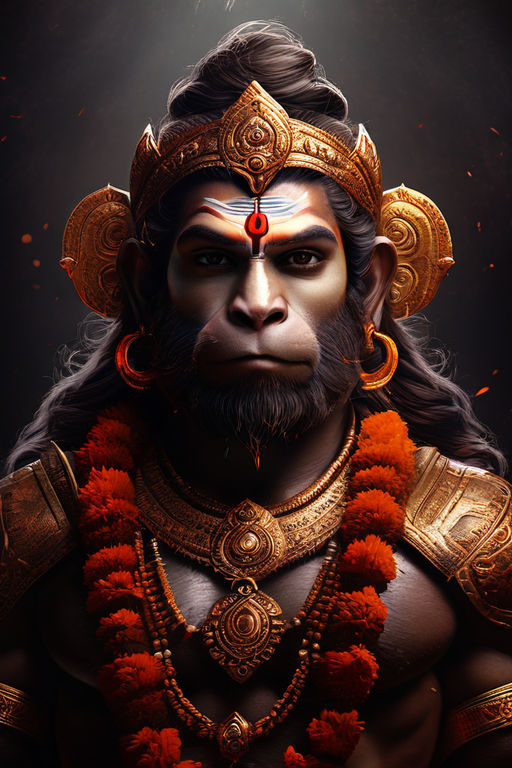 Create a powerful and majestic portrait of Lord Hanuman by ...