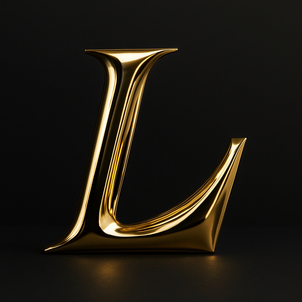 Elegant Gold Letter L on Black Background Monogram