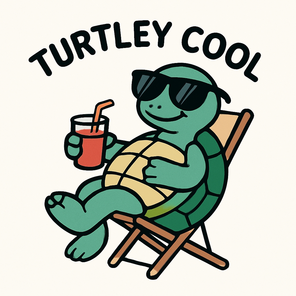 Turtley Cool Cartoon Turtle on Beach Chair Sticker