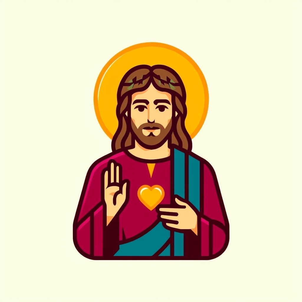 Stylized Jesus Christ Icon with Blessing Gesture Sticker