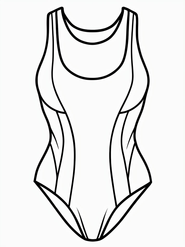 Minimalist Line Drawing of Athletic Swimsuit Coloring Page
