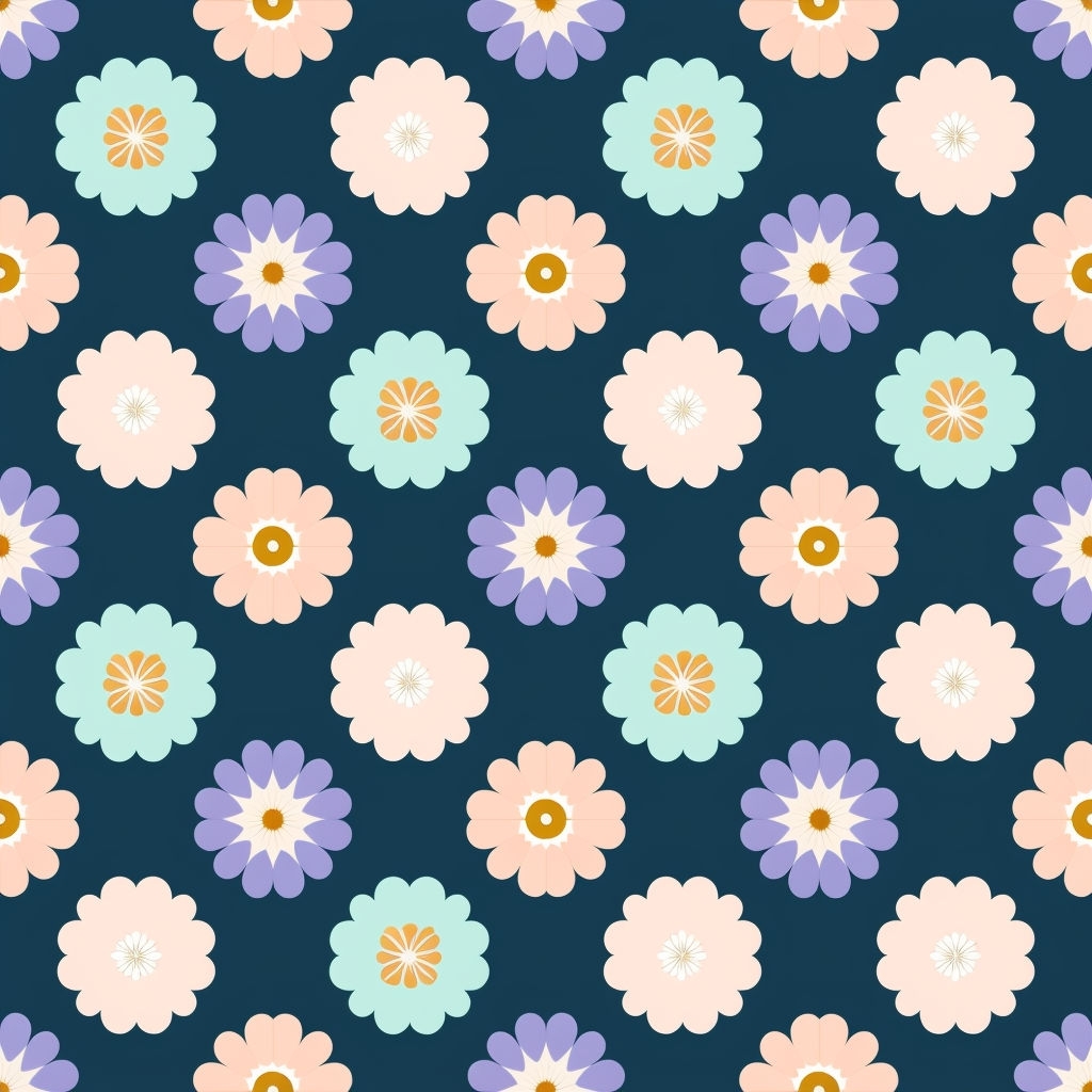 Stylized Floral and Polka Dot Seamless Pattern Design