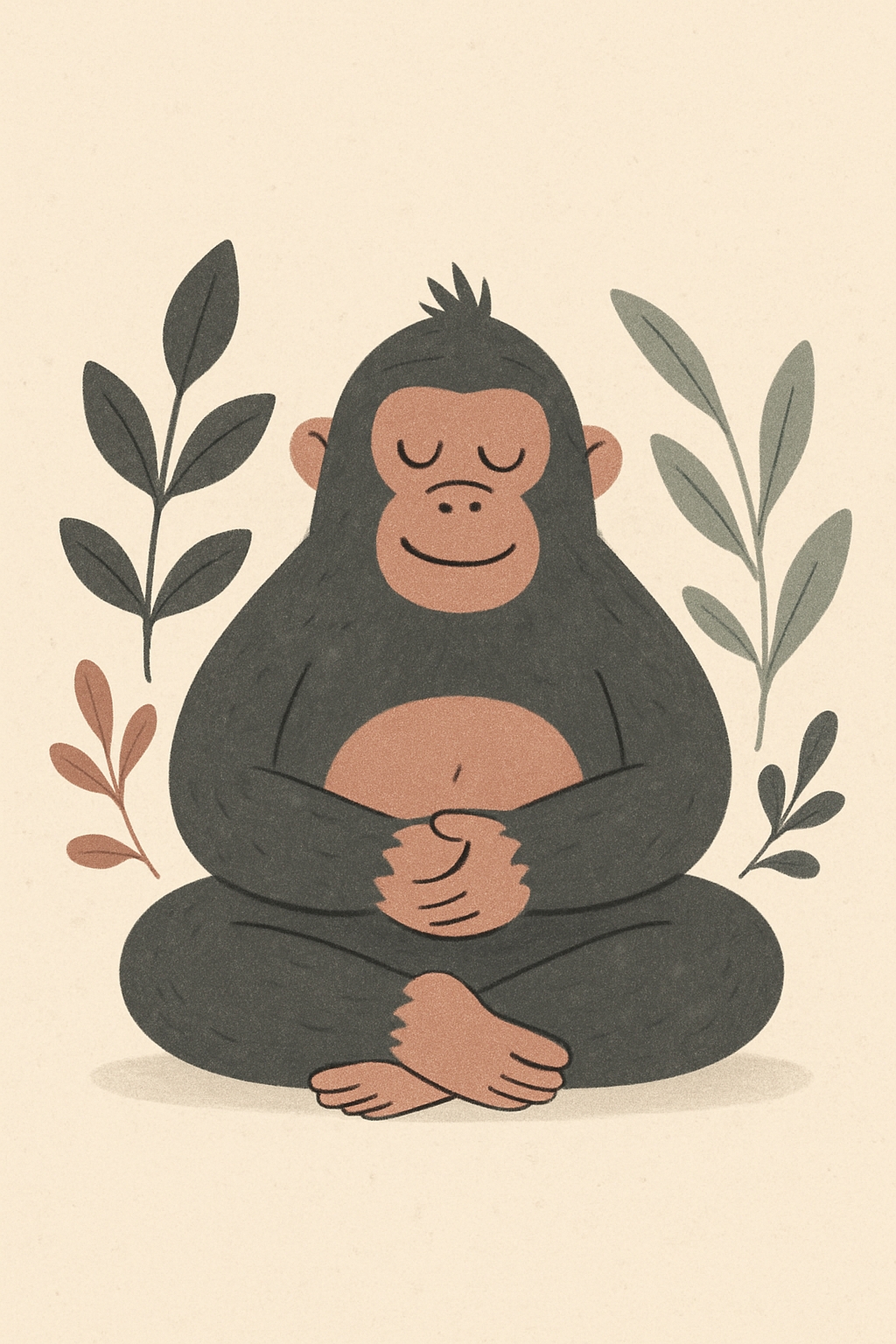 Meditating Chimpanzee Cartoon Illustration for Phone Case Cover