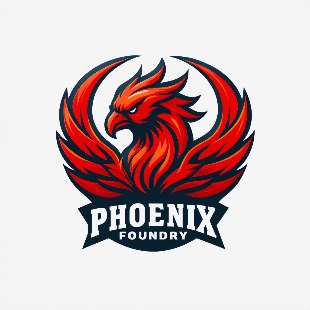 Dynamic Phoenix Foundry Mascot Logo Design in Vector Style