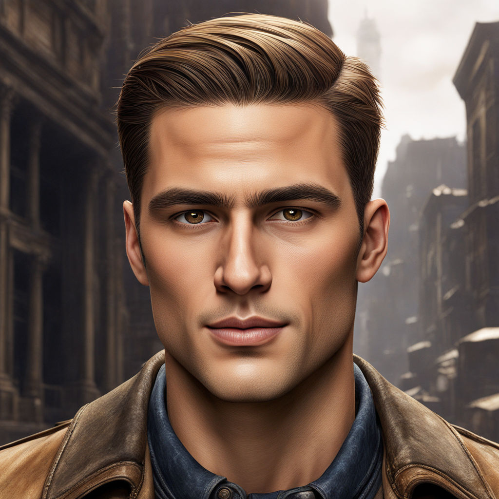 realistic clean-shaven handsome brutal men brunette without beard