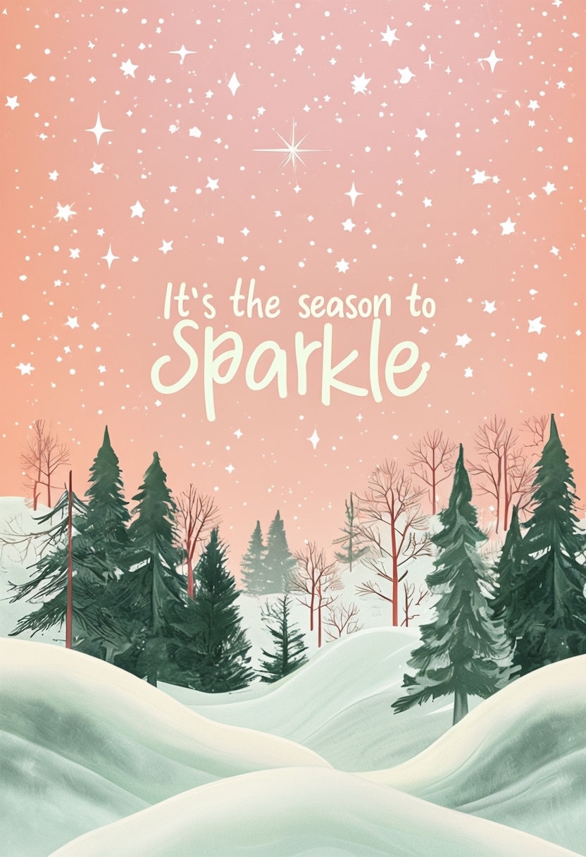 Serene Winter Landscape with 'It's the Season to Sparkle' Poster