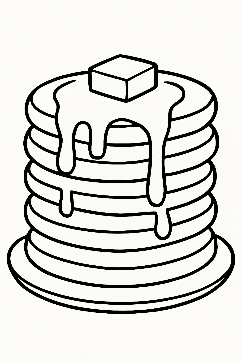 Black and White Cartoon Pancake Stack Illustration Coloring Book Pages