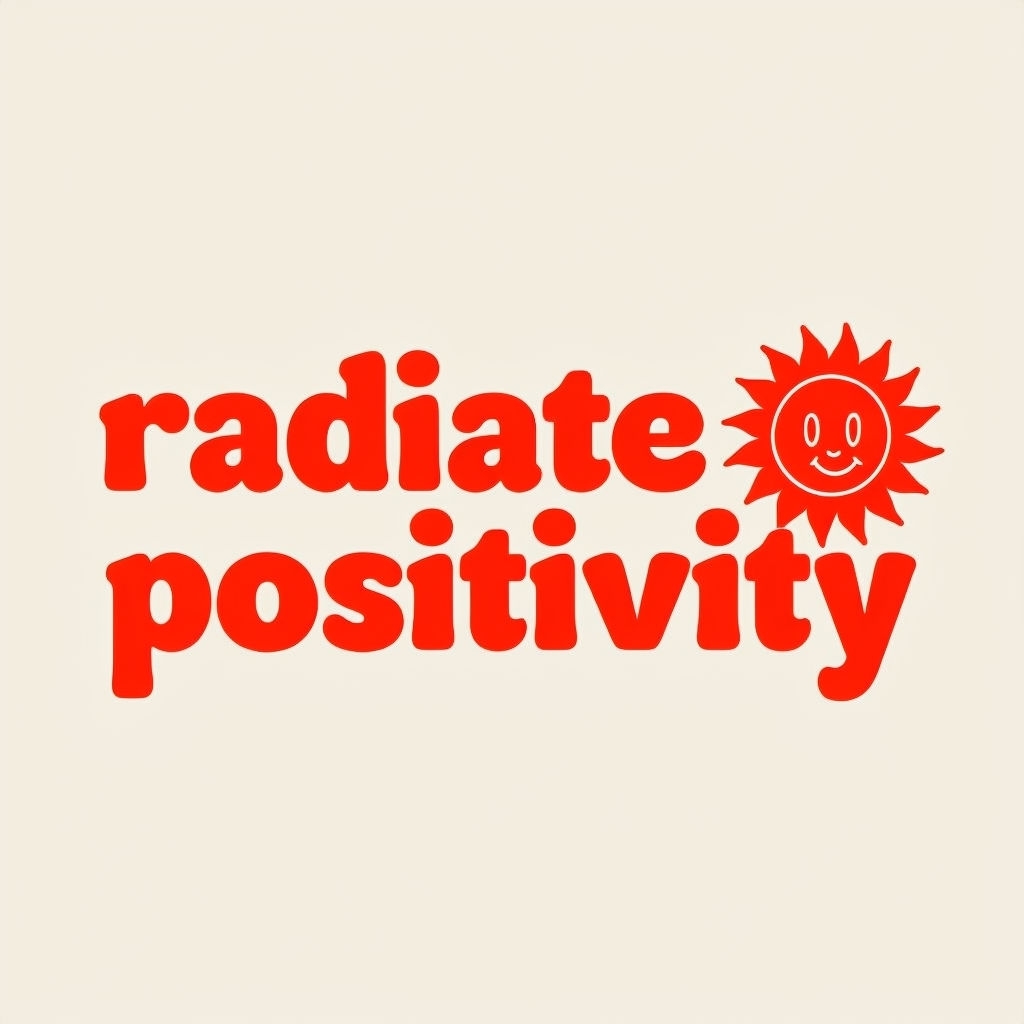 Radiate Positivity Minimalist Red Text T-Shirt