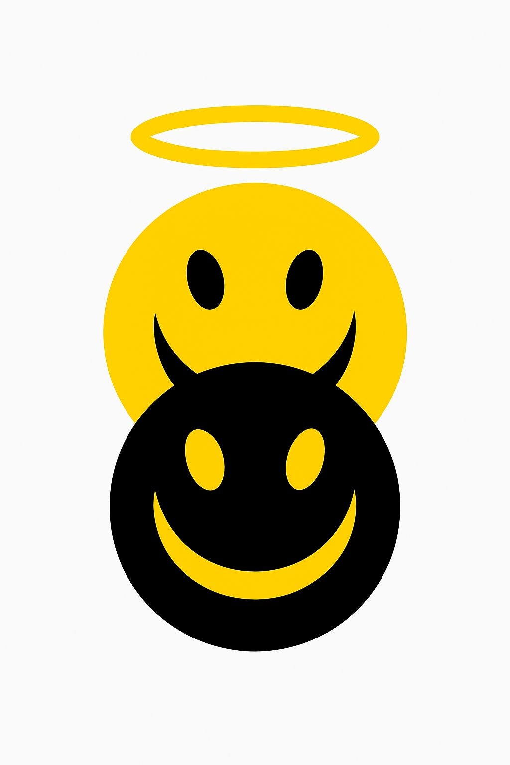 Minimalist Yellow and Black Smiley Faces Graphic T-Shirt