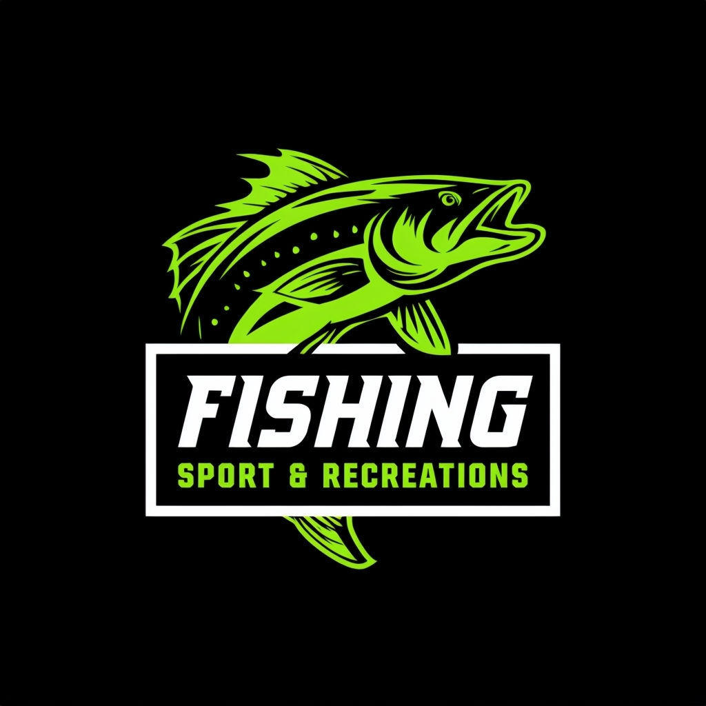 Lime Green Aggressive Fish Logo Design for Fishing Hats