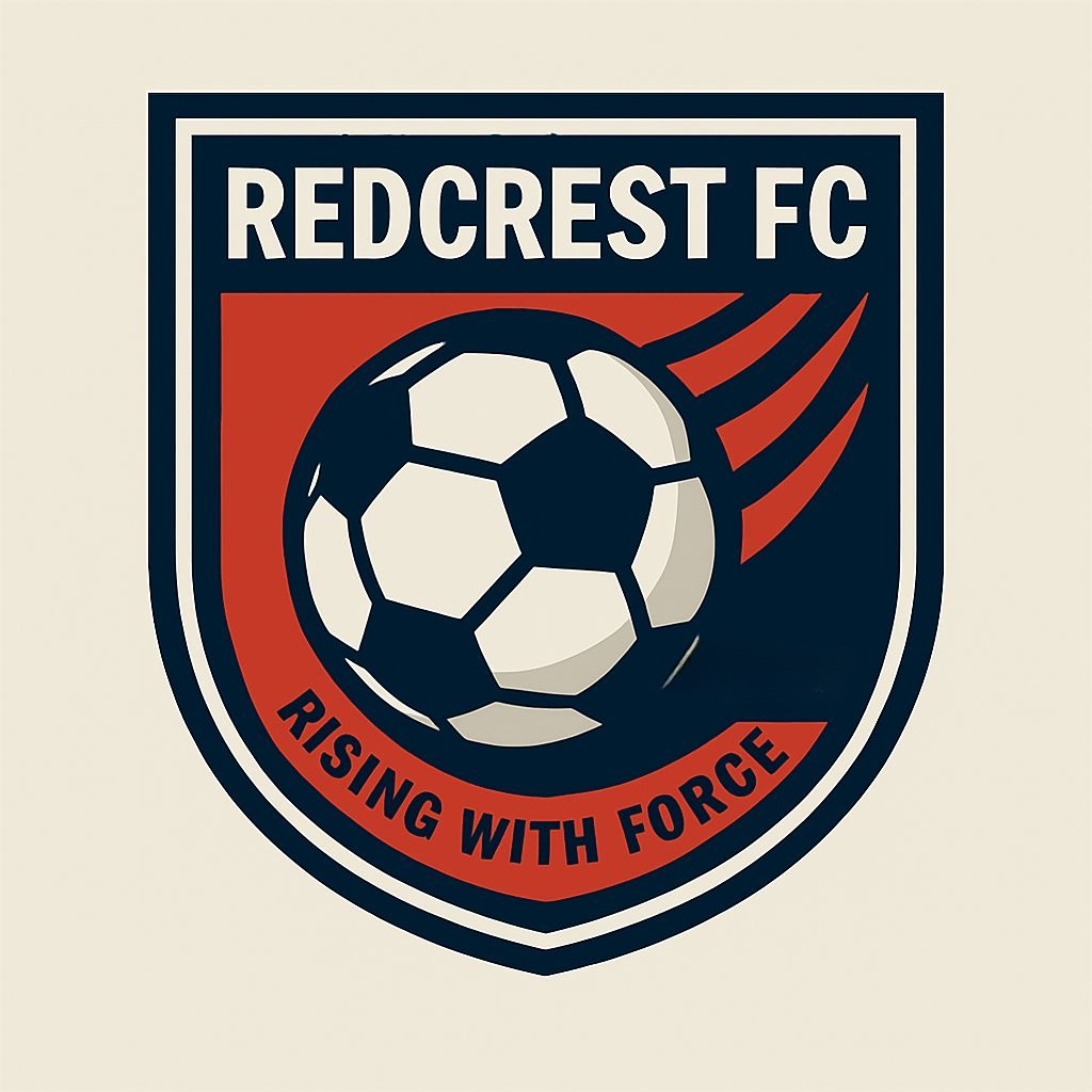 Navy Blue and Brick Red Redcrest FC Athletic Logo Design