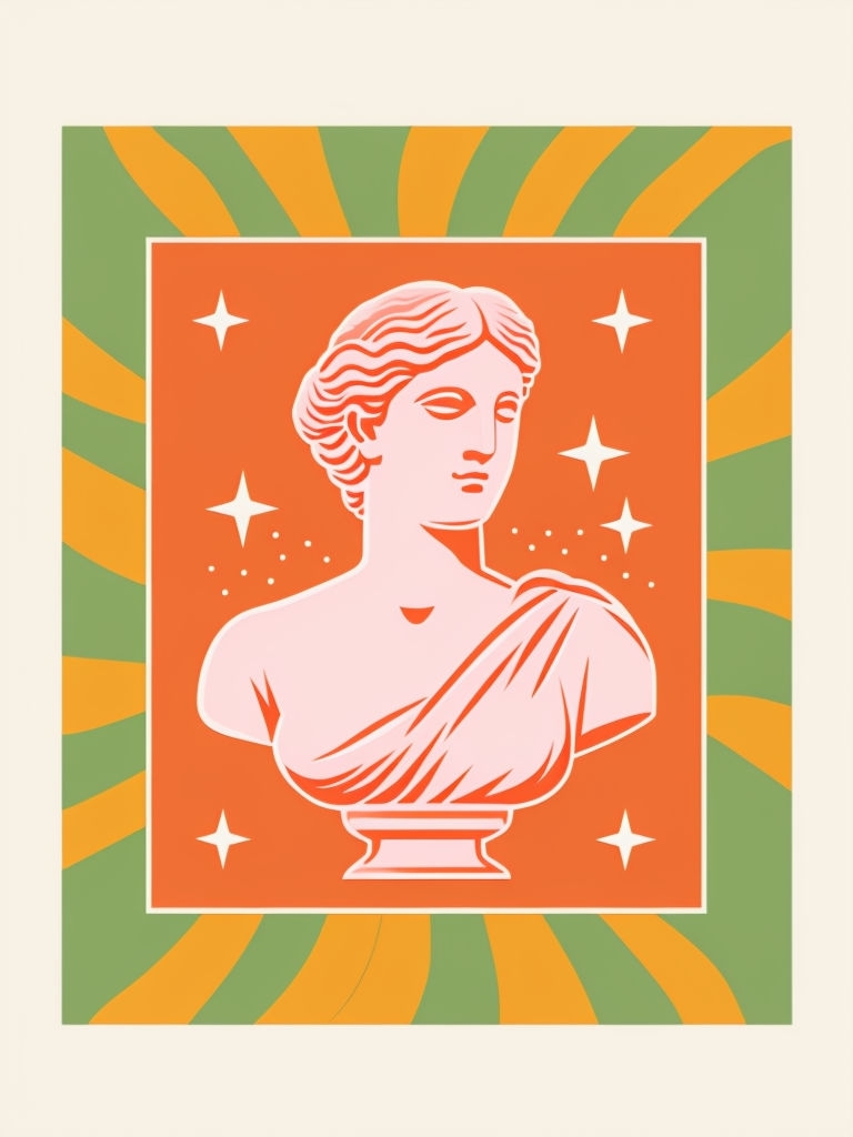 Stylized Minimalist Venus de Milo Illustration Poster