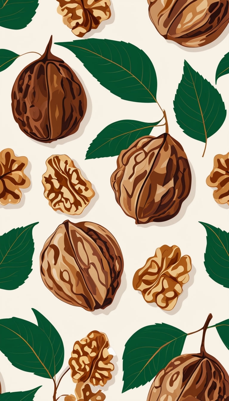 Vibrant Walnut and Leaf Seamless Pattern Phone Case Cover