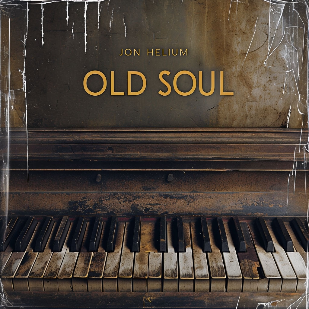 Vintage Aged Piano Keyboard with Jon Helium Old Soul Album Cover