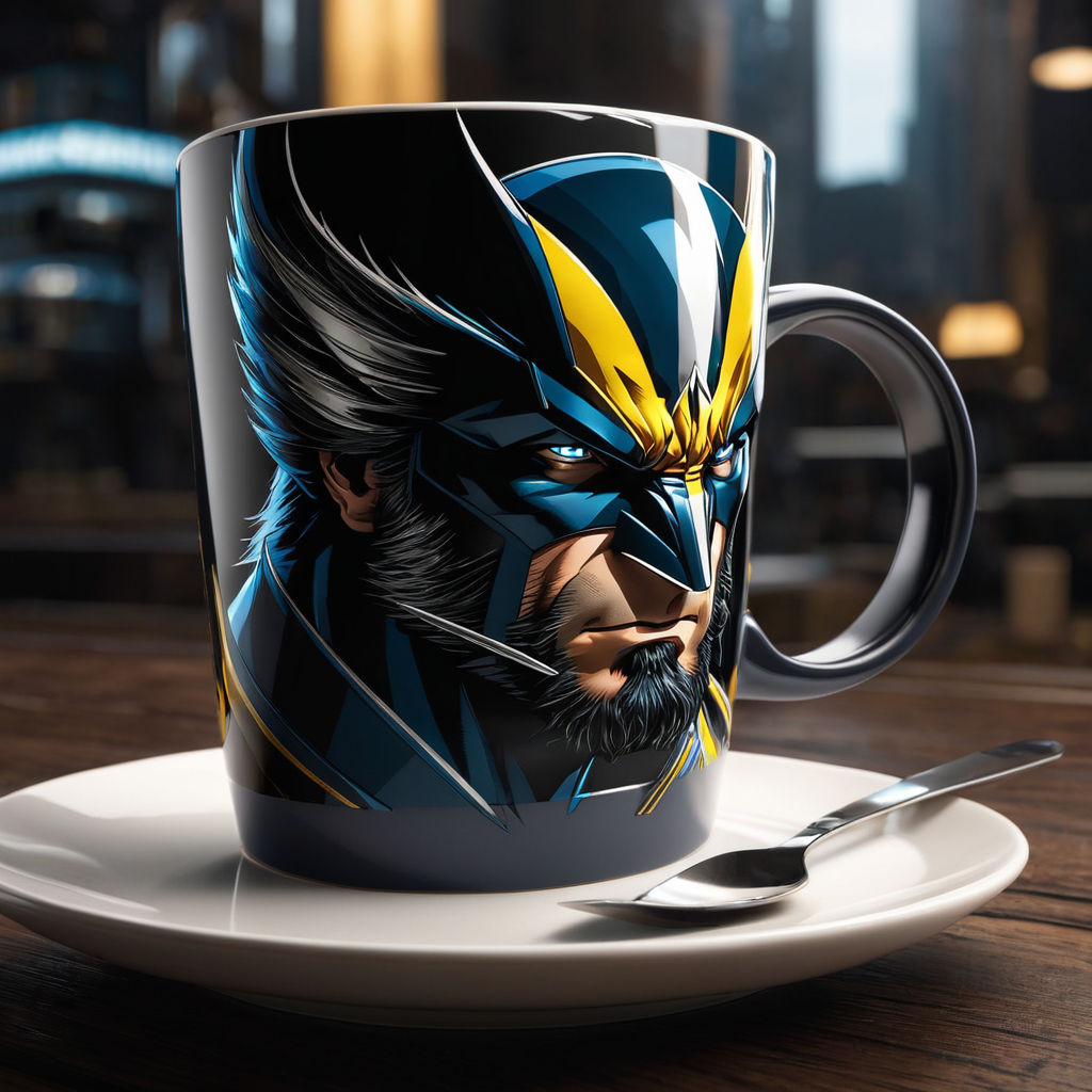 Please Make Me A Picture Of A Coffee Cup With A Cool Wolveri By Amey