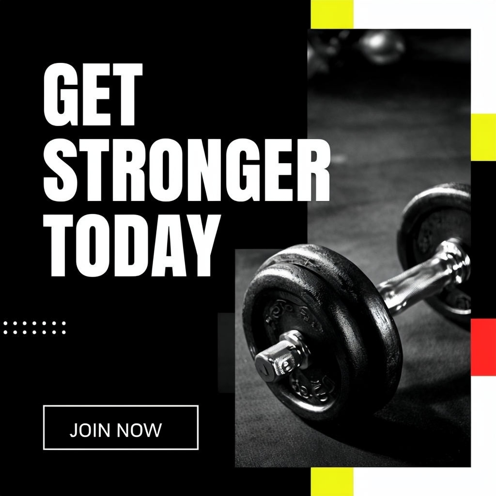 Bold Fitness Promotional Template for Gym Ads Social Media Post