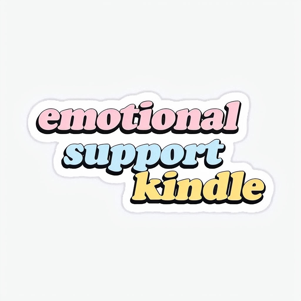 Pastel Emotional Support Kindle Playful Text Sticker