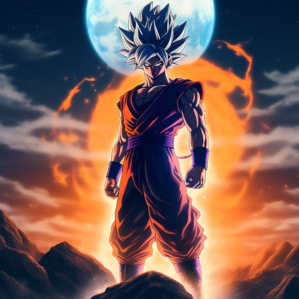 Make 8k Goku ultra instint standing wallpaper close zoom for... by Amit ...