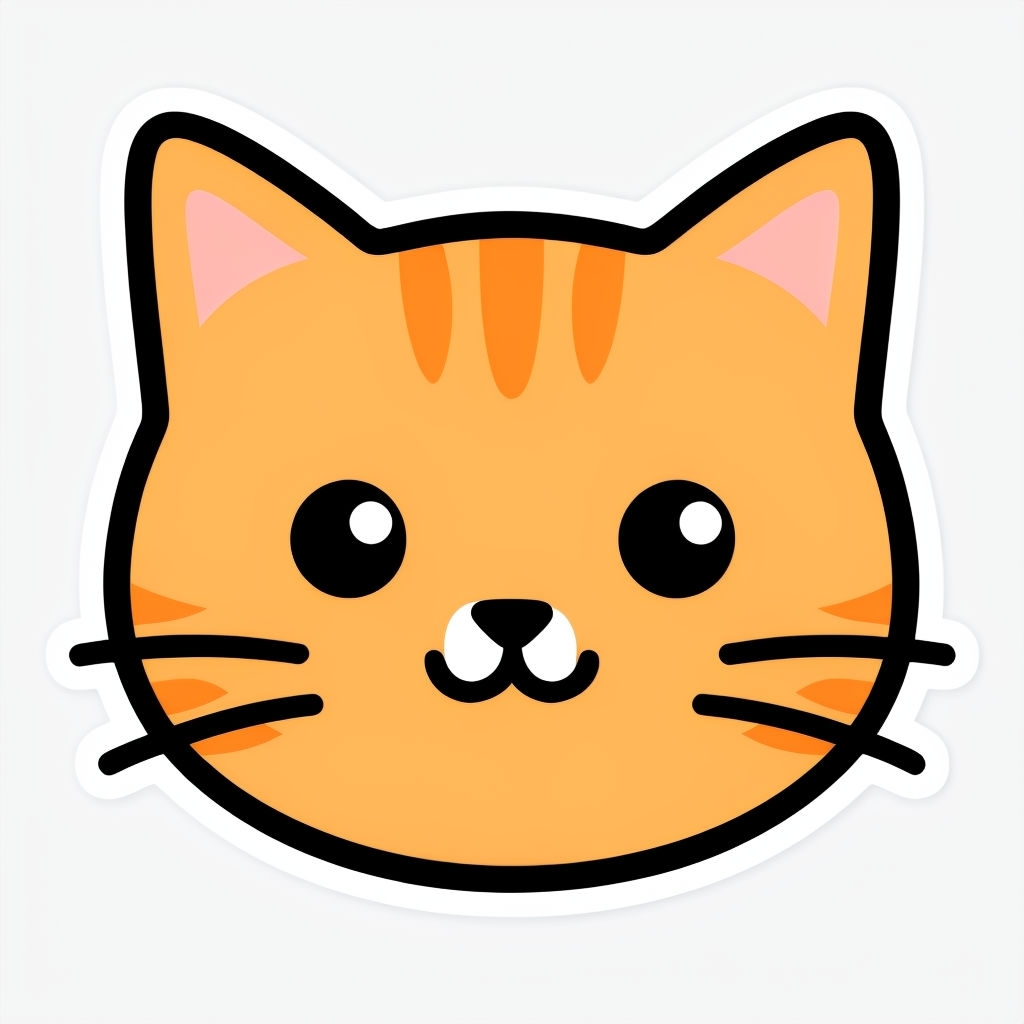 Cute Cartoon Orange Cat Face Illustration Sticker