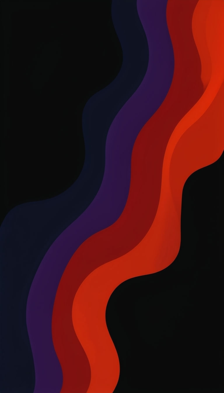 Vibrant Minimalist Wave Pattern Artwork on Black Background Mobile Wallpaper