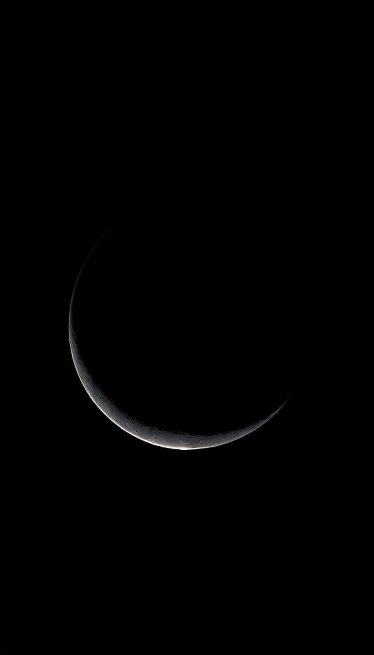 Elegant Crescent Moon Against Deep Black Space Mobile Wallpaper