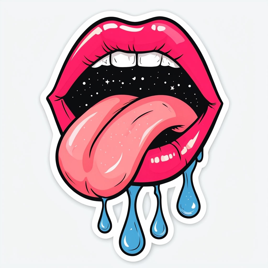 Vivid Pop Art Open Mouth with Starry Sky and Dripping Colors Sticker