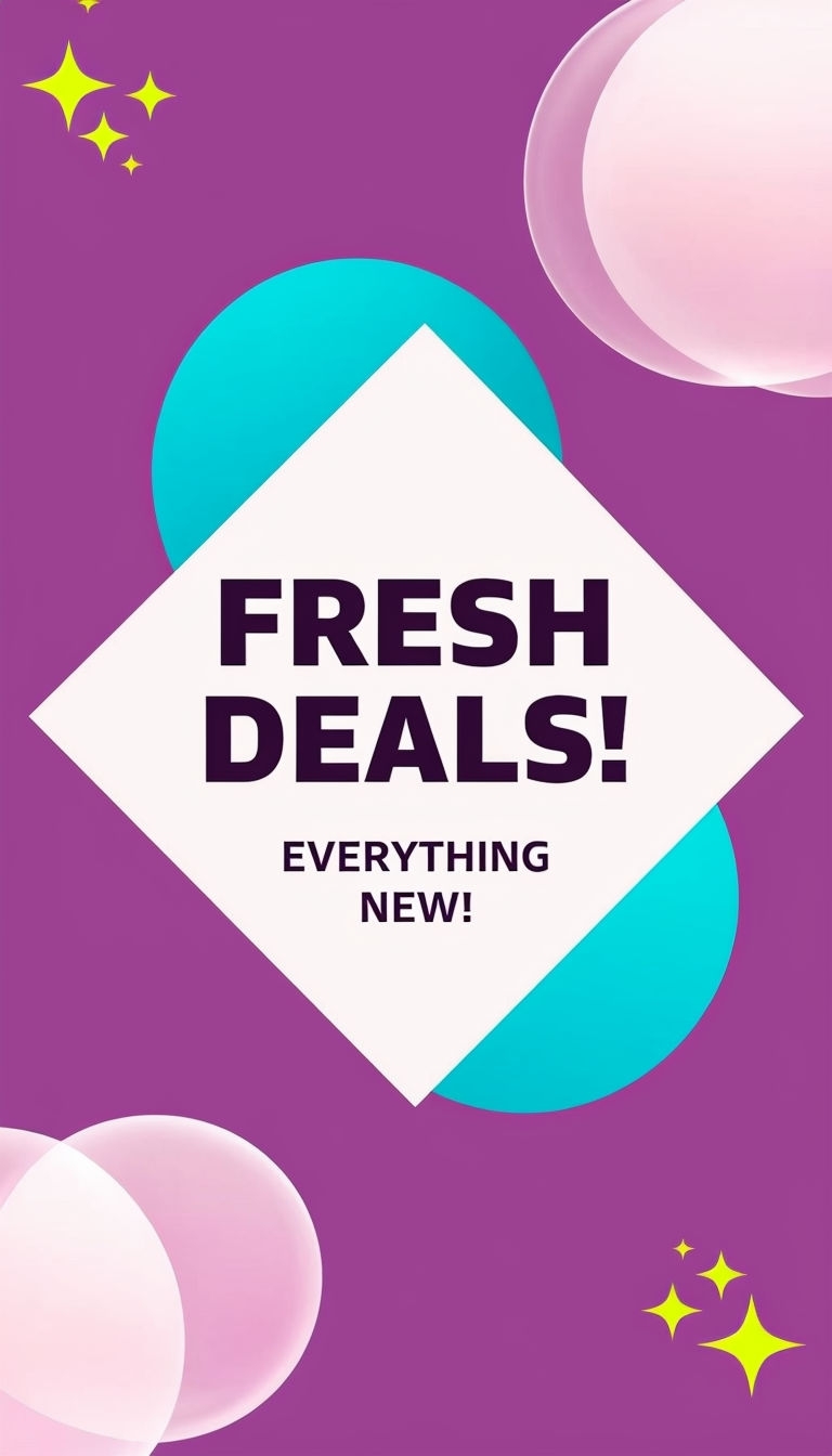 Fresh Deals Whimsical Advertisement Design with Colorful Shapes Ads