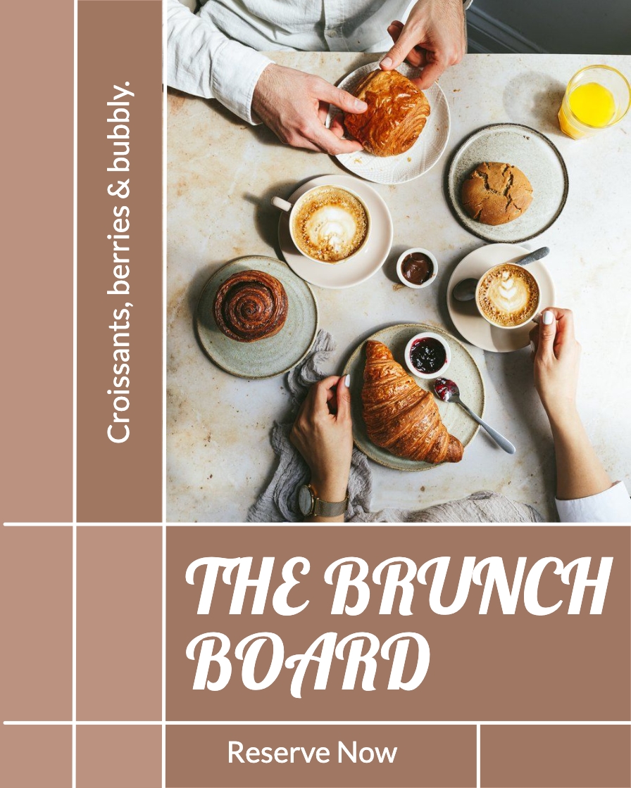 Elegant Breakfast Brunch Spread with Croissants and Coffee Instagram Post
