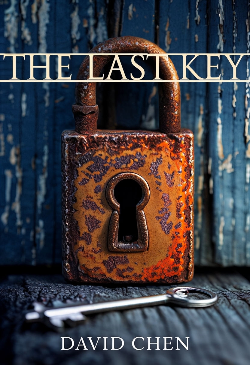 Mystery EBook Cover Featuring The Last Key and Rusty Lock Design